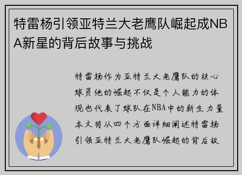 特雷杨引领亚特兰大老鹰队崛起成NBA新星的背后故事与挑战